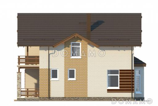 Проект облицованного кирпичом дома с панорамным эркером в кухне / Фасад 3