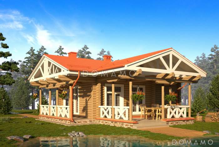 Проект бани c с террасой