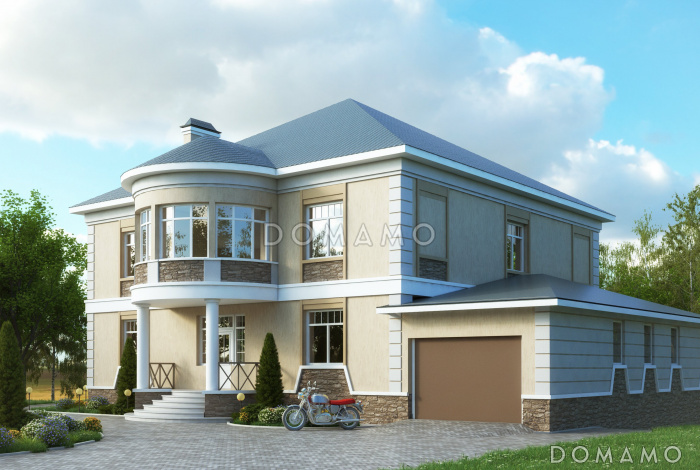 Проект двухэтажного жилого дома, запроектированного в современном стиле