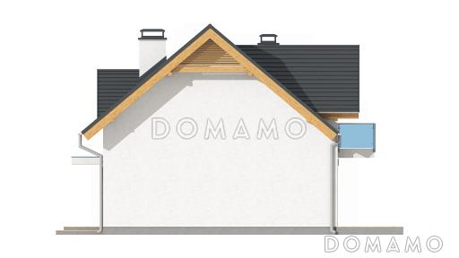 Проект небольшого одноэтажного дома из газобетона с тремя спальнями на мансардном этаже и балконом / Фасад 2