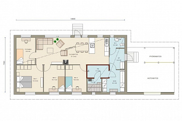 Проект каркасного дома с навесом для машины / План 1 этажа