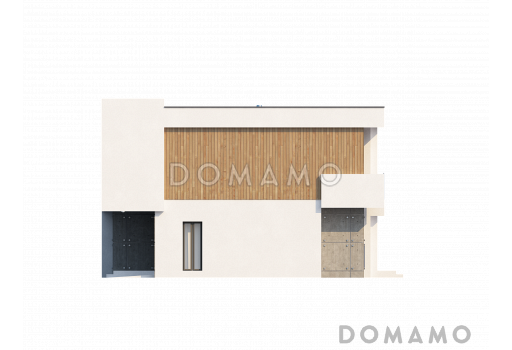 Проект просторного современного двухэтажного дома из кирпича, с пятью комнатами, гаражом и двумя лоджиями / Фасад 4