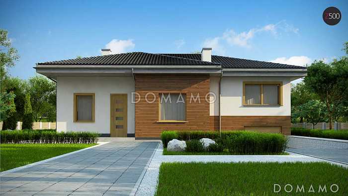 Проект комфортного одноэтажного дома из кирпича с подземным гаражом и бильярдной на цокольном этаже