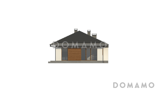 Проект комфортного одноэтажного дома из газобетона с тремя спальнями / Фасад 2