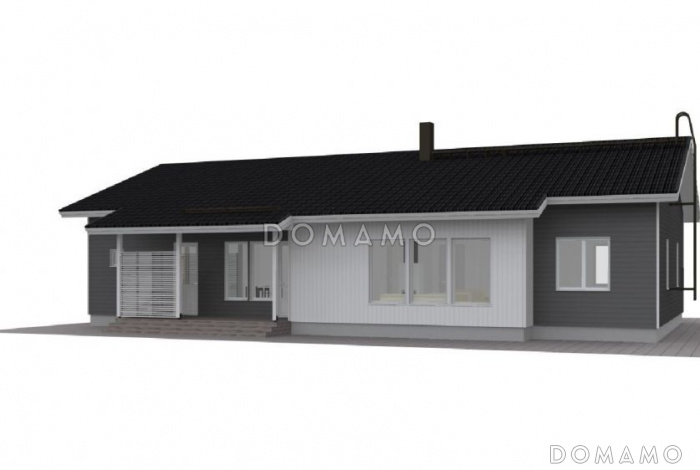 Проект каркасного дома с крытой террасой