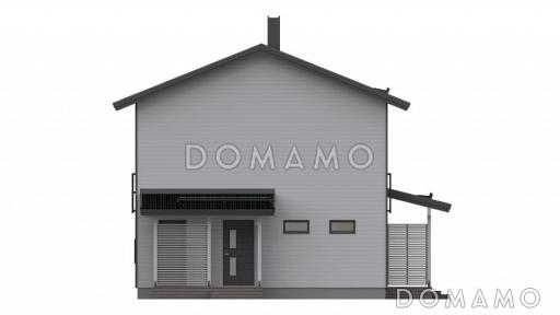 Проект каркасного дома с большой гардеробной в спальной комнате на втором этаже / Фасад 4