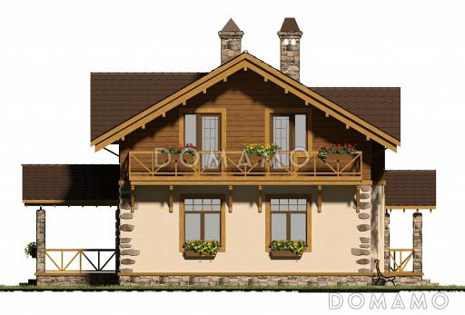 Проект коттеджа из СИП панелей в стиле шале / Фасад 1