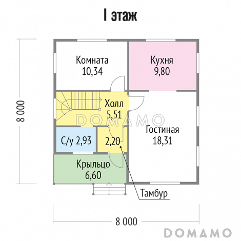 Проект  дома из клееного бруса строгого современного стиля / План 1 этажа
