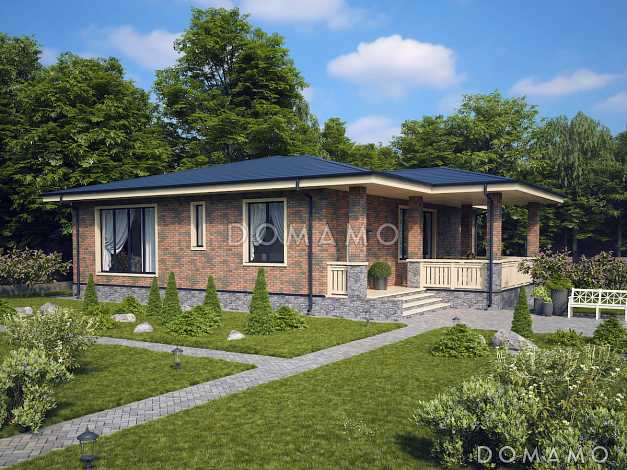 Проект дома из газобетона с кирпичной отделкой