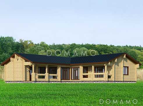 Проект одноэтажного дома из клееного бруса с небольшим кабинетом