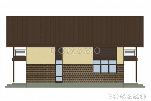 Проект кирпичного дома с 5 спальнями, сауной и 2 террасами / Фасад 2