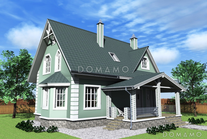 Проект компактного коттеджа с штукатуркой из SIP панелей.