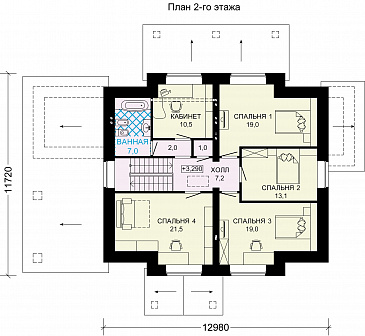 Проект кирпичного дома с площадкой для машины / План 2 этажа