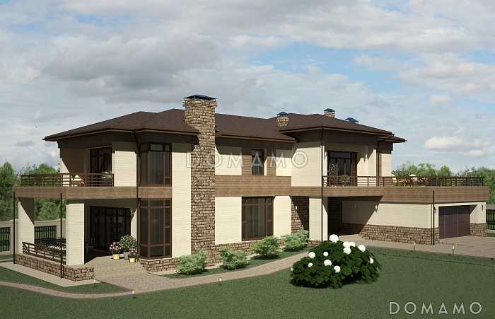 Проект коттеджа из кирпича с гаражом