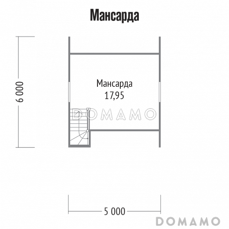 Проект классического дома с крыльцом из бруса / План мансардного этажа