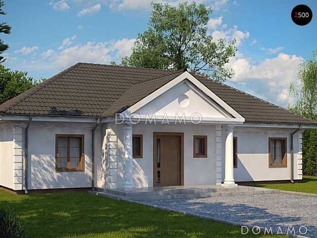 Проект одноэтажного дома из газобетона c эркером в столовой зоне и со свободной планировкой на мансардном этаже