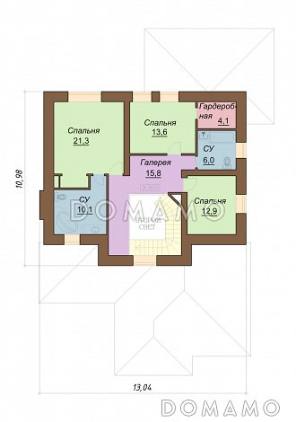 Проект двухэтажного дома с сауной и бассейном / План 2 этажа