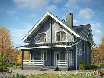 Проект современного дома из бруса с мансардой