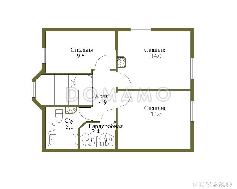 Проект экономичного дома из бруса / План мансардного этажа