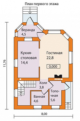 Проект небольшого кирпичного дома / План 1 этажа