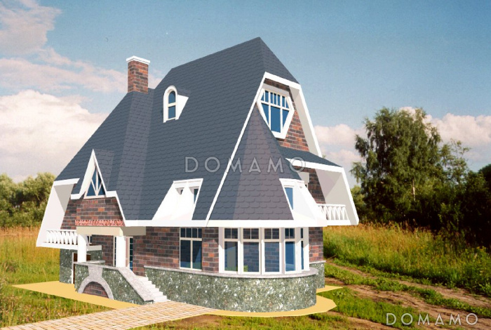 Проект коттеджа с высокой крышей
