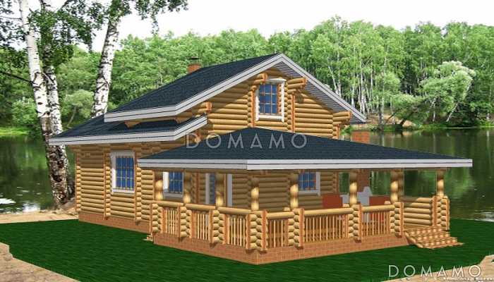 Проект коттеджа с большой верандой