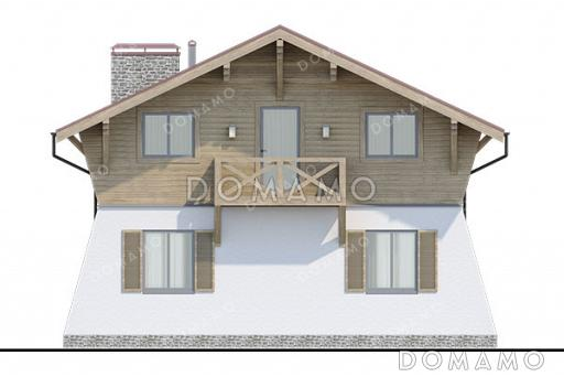 Проект коттеджа в стиле шале с 4 спальнями и нестандартными фасадами / Фасад 3