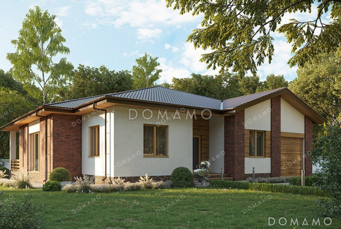 Проект одноэтажного дома со встроенным гаражом