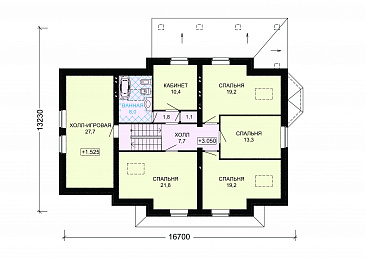 Проект дома из пеноблоков с цокольным этажом / План мансардного этажа