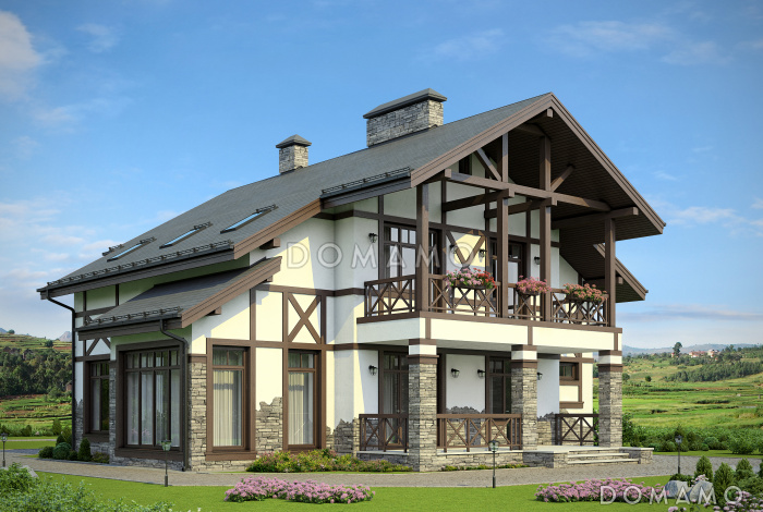 Проект дома из газобетона с сауной и тремя спальными комнатами