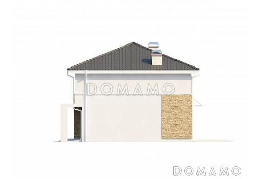 Проект современного двухэтажного дома из газобетона, адаптированного под сейсмику, с четырьмя спальнями, балконом и встроенным гаражом  / Фасад 1