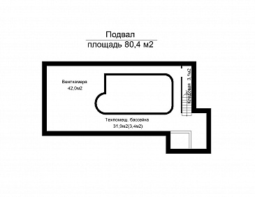 Проект пристроенного к дому бассейна для круглогодичного использования  / План цокольного этажа