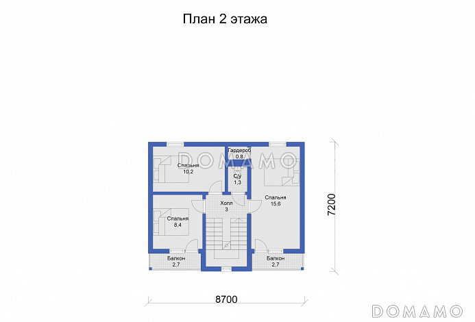 Дом с объединенной кухней-гостиной и большой террасой / План мансардного этажа