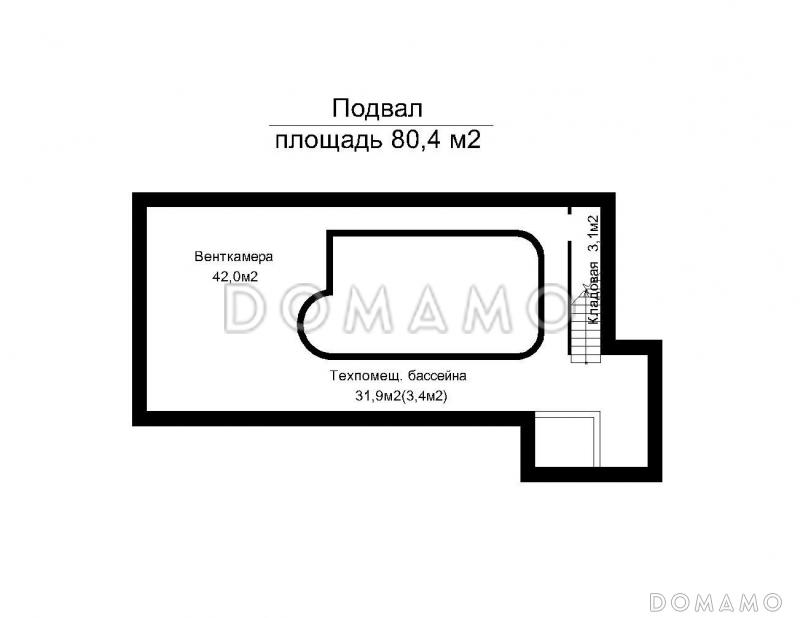 Проект пристроенного к дому бассейна для круглогодичного использования  / План цокольного этажа