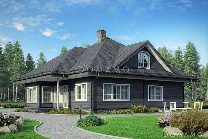 Проект каркасного теплого дома с двумя спальнями на верхнем этаже