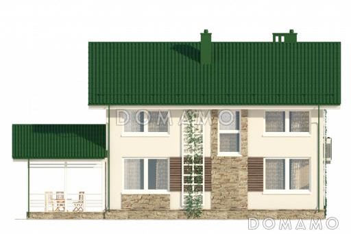 Проект двухэтажного жилого дома со строгой отделкой и удобной террасой / Фасад 2