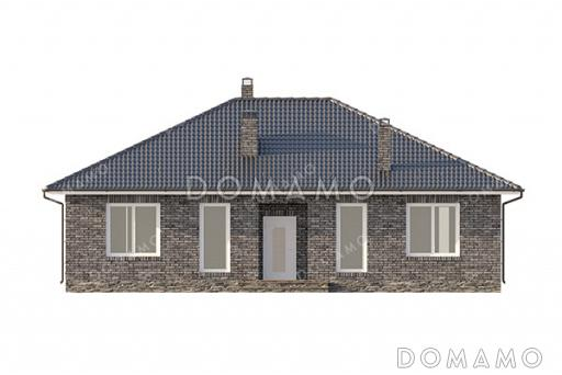 Проект дома из газобетона с тремя спальнями, двумя санузлами и небольшой террасой / Фасад 3