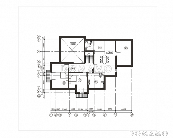 Проект дома с большим каминным залом / План мансардного этажа
