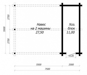 Проект навеса из клееного бруса / План 1 этажа