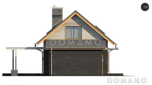 Проект компактного одноэтажного дома из газобетона с ночной зоной на мансардном этаже и с гаражом  / Фасад 2