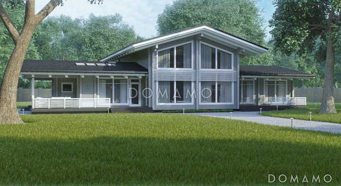 Проект дома из клееного бруса с сауной на первом этаже