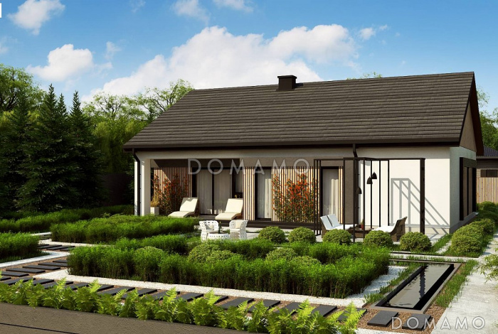 Проект одноэтажного дома из газобетона с тремя спальнями и кабинетом