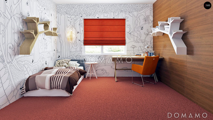 Проект одноэтажного дома из кирпича с тремя спальнями и гаражом на два автомобиля, с возможностью обустройства мансарды