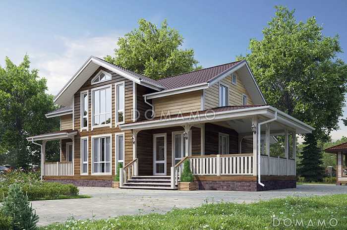 Проект каркасного дома со вторым светом с тремя спальнями