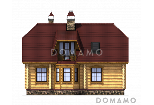 Проект традиционного усадебного дома из бревен / Фасад 4