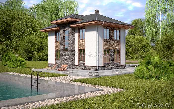 Проект компактного двухэтажного коттеджа из СИП панелей с пятью спальнями