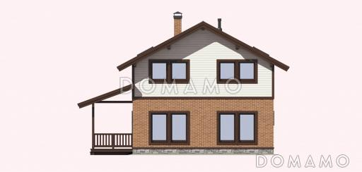 Проект дома из газобетона с четырьмя спальнями / Фасад сзади