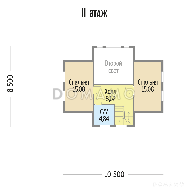 Проект загородного дома из клееного бруса со вторым светом / План мансардного этажа