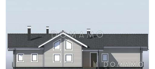 Проект каркасного дома с панорамным остеклением и сауной / Фасад 2