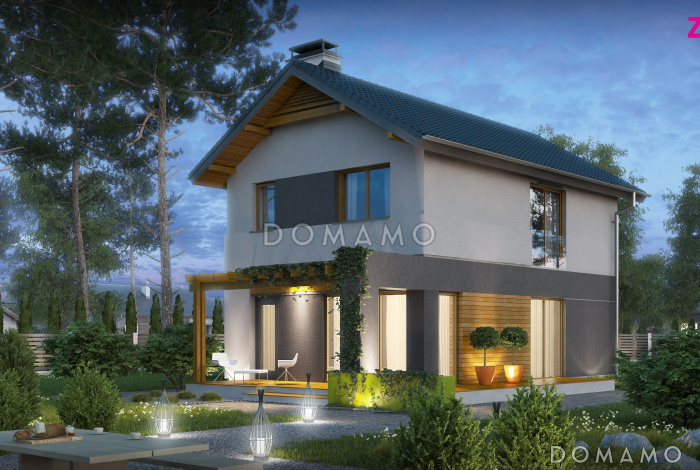 Проект небольшого двухэтажного дома из кирпича с тремя спальнями и балконом